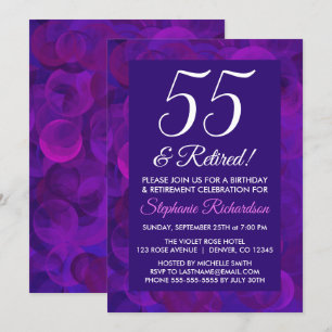 Invitation Élégant Violet 55 et Fête de départ à la retraite 