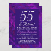 Invitation Élégant Violet 55 et Fête de Retraite à la Retrait (Devant / Derrière)