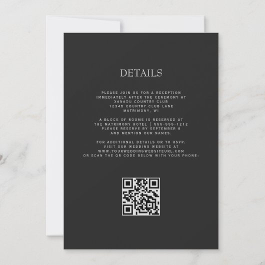 Invitation Élégant violet Agate argent foncé QR Code Mariage (Dos)