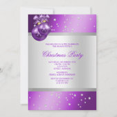 Invitation Elégant violet Baubles & Perles Noël (Devant)