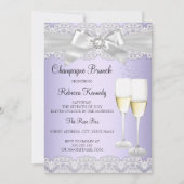 Invitation Élégant violet blanc dentelle Champagne Brunch Inv (Devant)