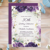 Invitation Elégant violet blanc Parties scintillant florale 3