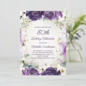 Invitation Elégant violet blanc Parties scintillant florale 8 (Debout devant)