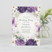 Invitation Elégant violet blanc Parties scintillant florale A (Debout devant)