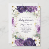 Invitation Elégant violet blanc Parties scintillant Florale B (Devant)