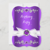 Invitation Elégant violet blanc Pearl Bijoux Bow Anniversaire (Dos)