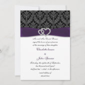 Invitation Élégant violet Damask Diamante Mariage (Devant)