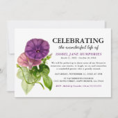 Invitation Élégant violet de l'aquarelle florale funéraire (Devant)