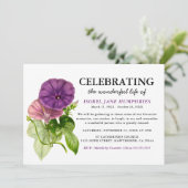 Invitation Élégant violet de l'aquarelle florale funéraire (Debout devant)