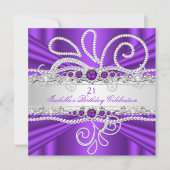 Invitation Elégant violet diamants d'argent Pearl Anniversair (Devant)