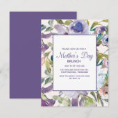 Invitation Elégant violet Dusty bleu Floral Fête des Mères (Devant / Derrière)