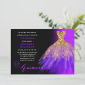 Invitation Elégant violet espagnol Gown Quinceañera (Debout devant)