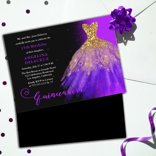 Invitation Elégant violet espagnol Gown Quinceañera