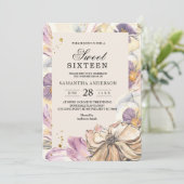 Invitation Elégant violet et aquarelle Pansy Cadre Floral (Debout devant)