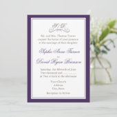 Invitation Elégant violet et blanc de mariage de frontière (Debout devant)