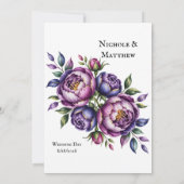 Invitation Élégant violet et Magenta Peony (Dos)