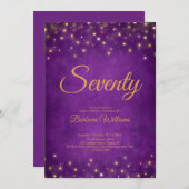 Invitation Elégant violet et or 70e anniversaireInvitation (Devant / Derrière)