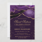 Invitation Élégant violet et or Parties scintillant Agate Swe (Devant)