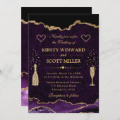 Invitation Élégant violet et or Parties scintillant Faux Mari (Devant / Derrière)