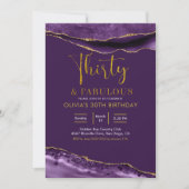 Invitation Élégant Violet et Or Trente et Incroyable (Devant)