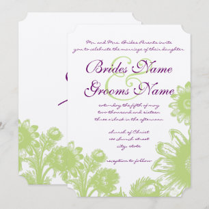 Invitation Élégant violet et vert Vintage Floral Mariage