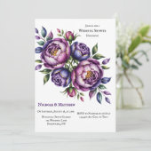 Invitation Élégant violet et Wedding shower Magenta Peony (Debout devant)