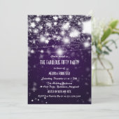 Invitation Élégant violet fabuleux 50 étoiles de fête (Debout devant)
