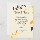 Invitation Elégant violet Feuilles d'or merci (Devant)