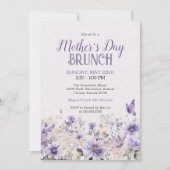 Invitation Élégant Violet Fleur sauvage Fête des Mères Brunch (Devant)