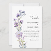 Invitation Élégant violet fleuri Fleur sauvage Mariage (Devant)