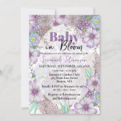 Invitation Élégant violet fleurs de jardin bébé en fleur (Devant)