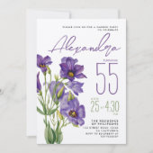 Invitation Elégant violet Fleurs Jardin Fête Aquarelle (Devant)