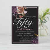 Invitation Elégant violet floral cinquante et fabuleux annive (Debout devant)