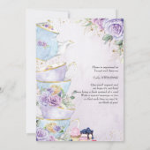 Invitation Élégant violet Floral High Tea Party Baby shower (Dos)