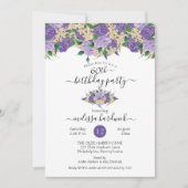 Invitation Élégant violet floral | Lace 60th Birthday Party (Devant)