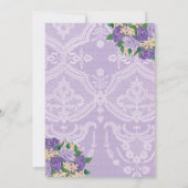 Invitation Élégant violet floral | Lace 90th Birthday Party (Dos)