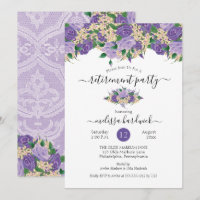 Élégant violet floral | Lace Retirement Party