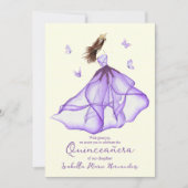 Invitation Elégant violet Floral Lily Aquarelle Quinceañera (Devant)
