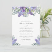 Invitation Élégant Violet Floral Mariage tout-en-un RSVP (Debout devant)