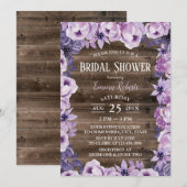 Invitation Élégant violet Floral Rustic Grange Fête des marié (Devant / Derrière)