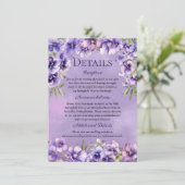 Invitation Elegant Violet Floral Wedding Details (Debout devant)