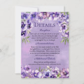 Invitation Elegant Violet Floral Wedding Details (Devant)