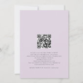 Invitation Élégant violet florale Lilac QR Code Mariage (Dos)