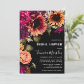 Invitation Élégant violet foncé bordeaux jaune floral noir (Debout devant)