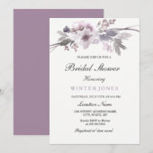 Invitation Élégant violet hiver Fête des mariées florale Invi (Devant / Derrière)