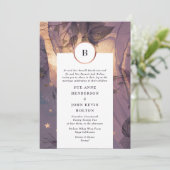 Invitation Elégant violet Imaginaire de Boho Floral Golden Fa (Debout devant)