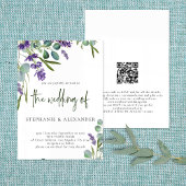 Invitation Élégant violet lavande Floral QR Code Mariage