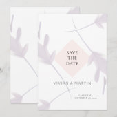 Invitation Élégant Violet Lavande & Pêche Enregistrer La Date (Devant / Derrière)