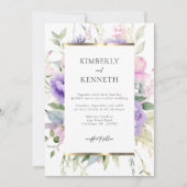 Invitation Élégant violet lavande rose Mariage floral (Devant)