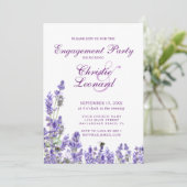 Invitation Élégant violet Lavander Fleurs Mariage Fiançailles (Debout devant)